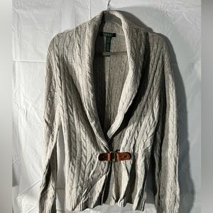Beautiful grey cable knitted cardigan by Lauren Ralph Lauren